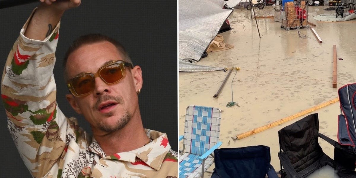 Diplo escaped Burning Man by trekking through 6 miles of mud bareboot and hitchhiking