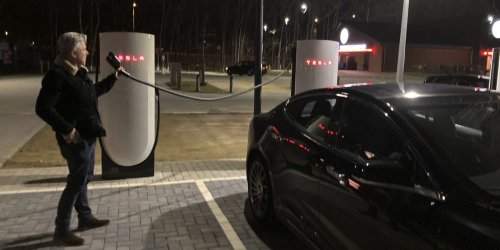 Early photos of Tesla's new Supercharger suggest it fixes a common complaint for non-Tesla EV owners