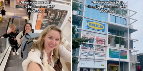 A woman backpacking across Europe got to Vienna and discovered her hostel was inside an Ikea. She said it was a 'weird' experience, but not in a bad way.