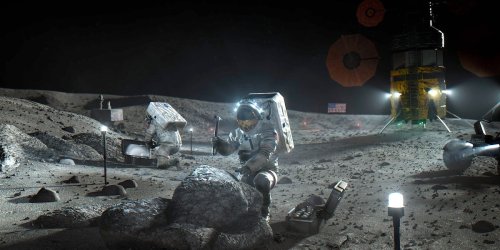 The moon is sprinkled with patches of frozen water, NASA scientists discovered. Mining it may be crucial for travel to Mars and beyond.