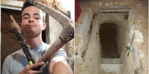 An angry teenager spent 6 years digging a hole after getting into a fight with his mom. Videos show how he transformed the dusty pit into an underground home.