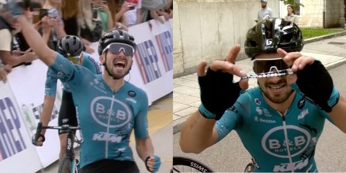 French cyclist celebrates winning race only for a photo finish to show he actually lost by 0.4 milliseconds