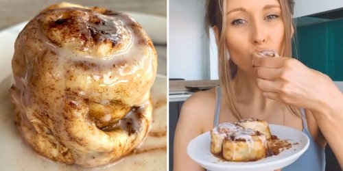 A self-taught baker shares her recipe for 5-minute cinnamon rolls made with 2-ingredient dough