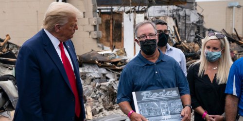 A Kenosha man says the Trump-supporting 'owner' of a destroyed business in a photo op was actually his predecessor who sold the shop 8 years ago