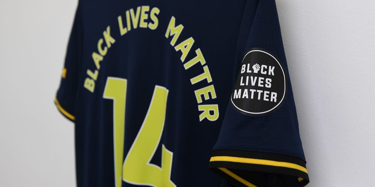 English Premier League footballers will have the names on the back of their shirts replaced with 'Black Lives Matter'