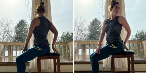 8 yoga poses that use a chair instead of a mat to improve balance, ease tense muscles, and more