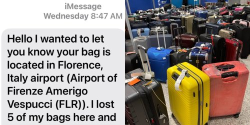 An American traveler's bag was lost on her vacation to Europe. 5 weeks later a stranger sent a photo of her luggage in a city she had never even been to.