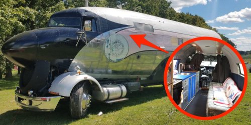 A man converted a World War II-era navy airplane into a 300-square-foot RV — and it's complete with a vintage pilot intercom system