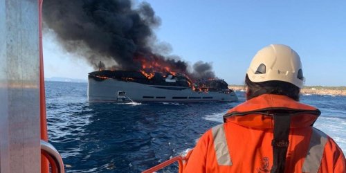 A $24 million superyacht burned up just weeks after it was delivered to an Italian car parts boss, and the cause of the fire is still unknown