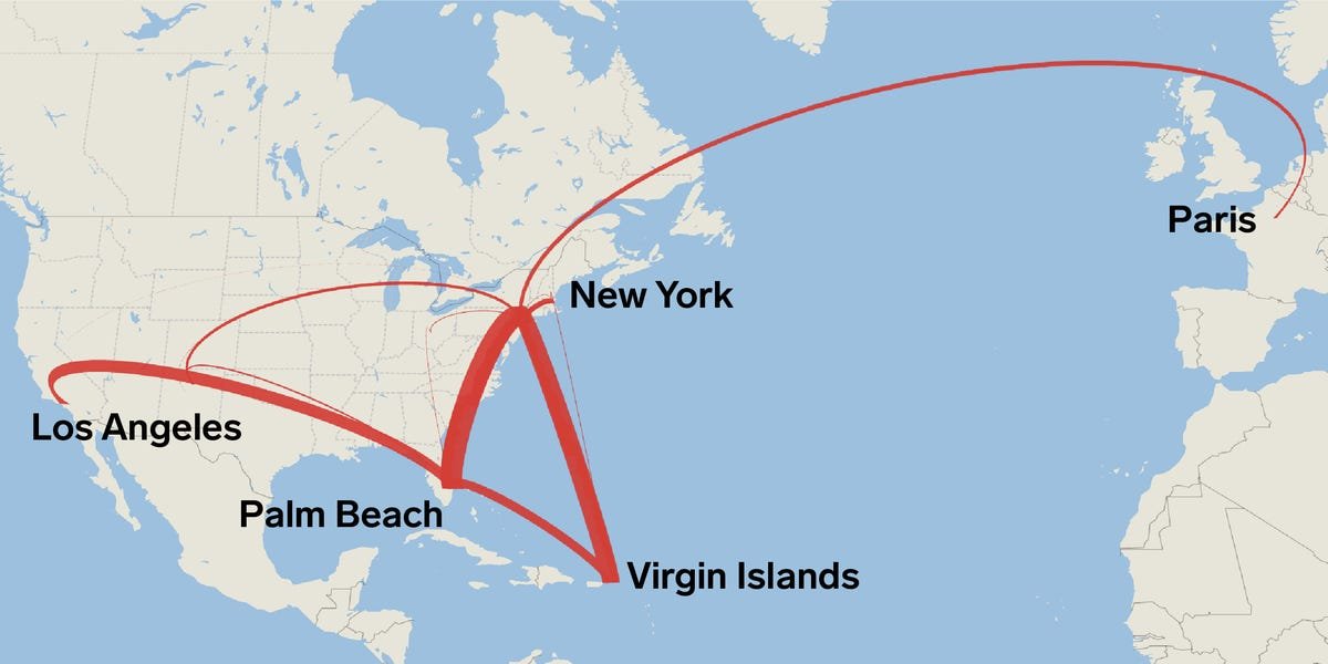 We compiled every known flight made by Jeffrey Epstein's fleet of private planes. Search them all for the first time.