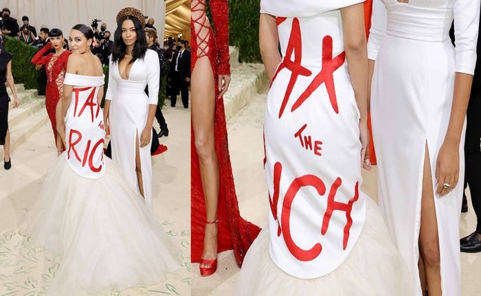 AOC used her first Met Gala appearance to send a message: 'Tax the rich'