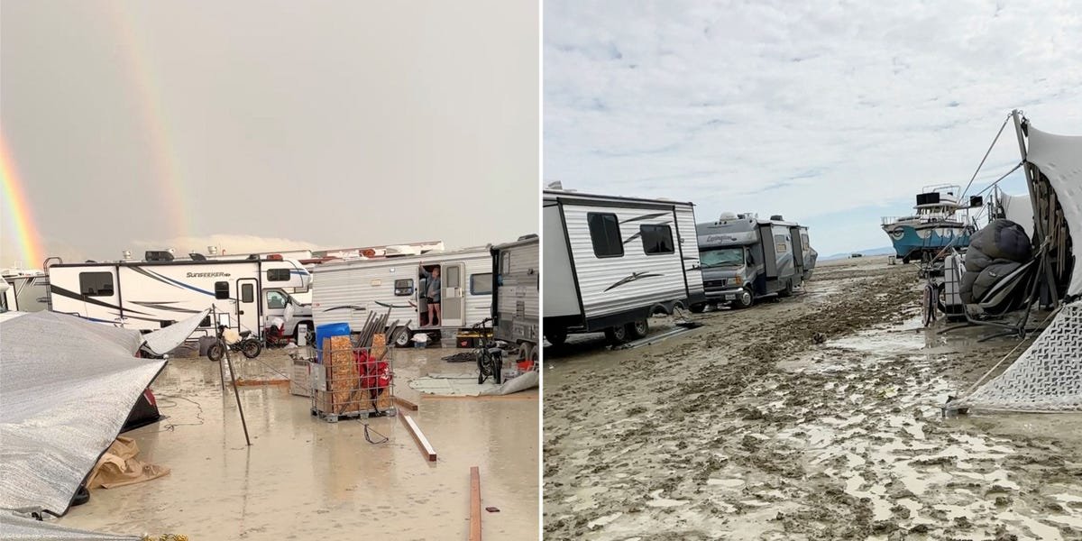 Mobile cell service trailers and buses are being deployed for stranded Burning Man attendees as more rain approaches