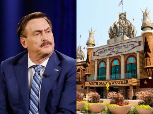 Some Mike Lindell fans reportedly stood in line for 7 hours to watch his rally at the Corn Palace — but when the event started, the venue was half empty
