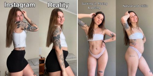 A content creator posts relaxed and posed photos to show how different bodies can look online