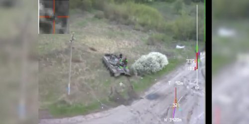 Ukrainian special operations forces release video said to show a kamikaze drone taking out a Russian tank