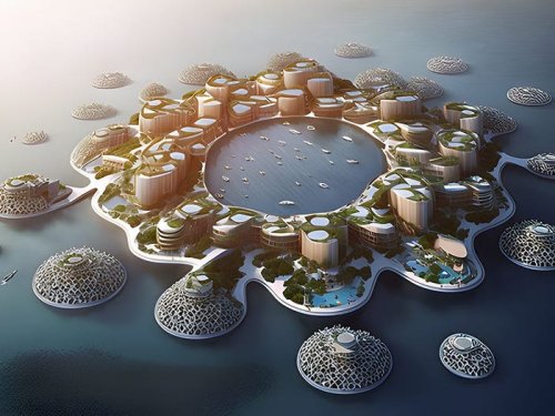 This 'floating city' concept could house up to 50,000 people and be powered by 100% renewable energy. Take a look inside at its vertical gardens, hospitals, and more than 25 acres of interconnected social spaces.