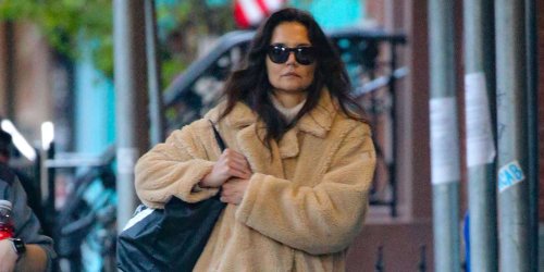 Katie Holmes Bundled Up in the Viral, Supermodel-Loved Teddy Coat That Always Sells Out