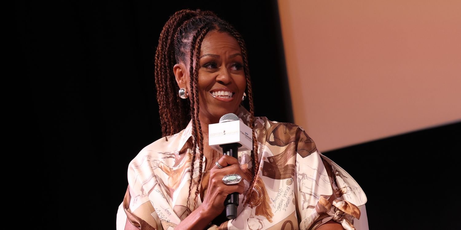Michelle Obama Stuns in a Low-Cut Green Striped Halterneck Dress During Martha’s Vineyard Outing