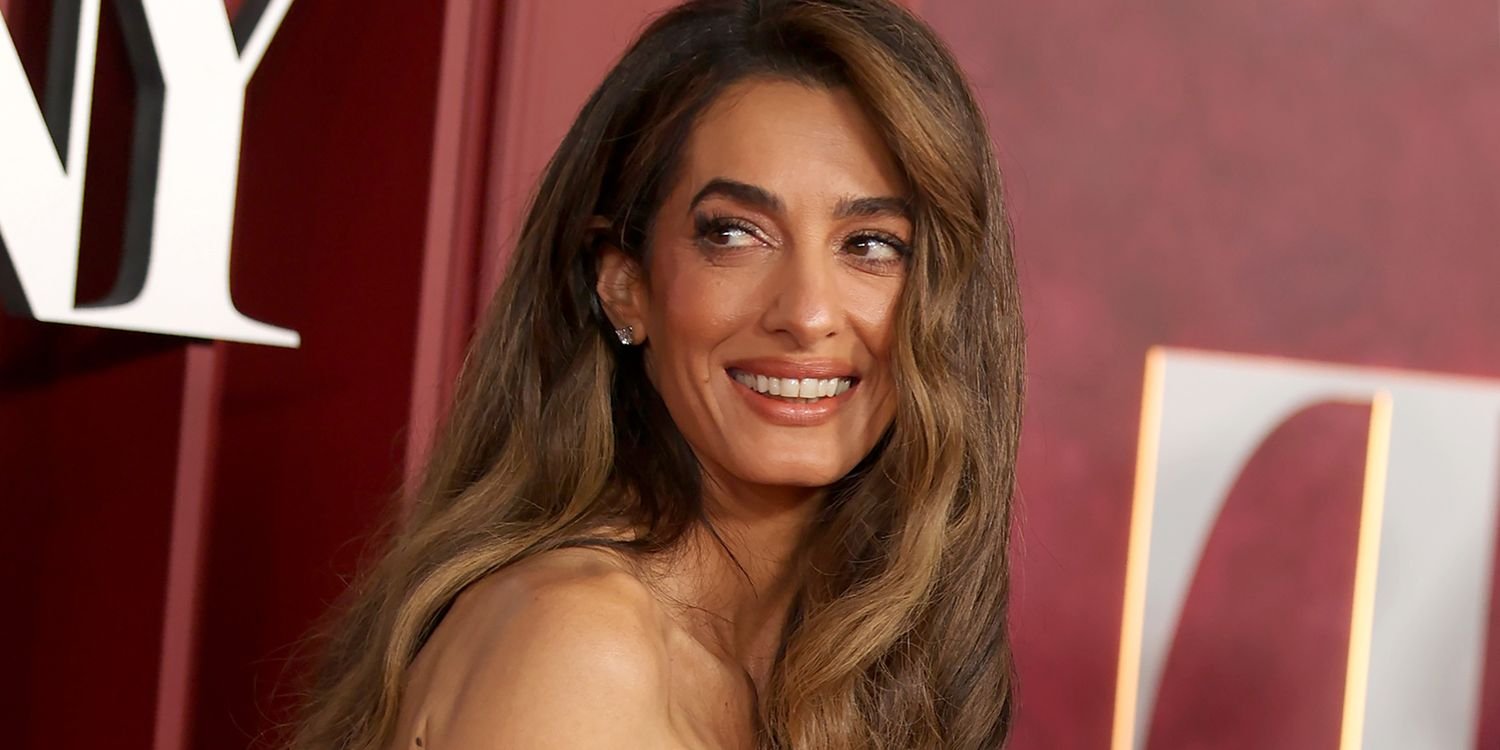 Amal Clooney Wows in Floral Little Black Dress During Rare Sighting With Husband George and Their Twins