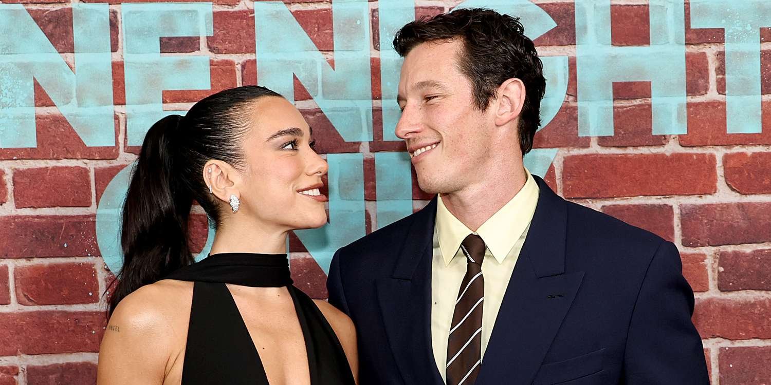 Dua Lipa Stuns in Plunging Optical Illusion Dress as She and Callum Turner Mark First Red Carpet as a Married Couple