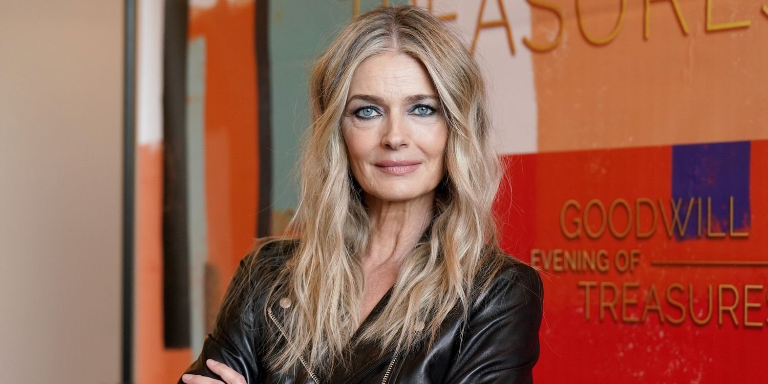 Paulina Porizkova Wears Nothing but a Black Bra and a Slinky Satin Skirt Beneath Her Cheetah Print Coat