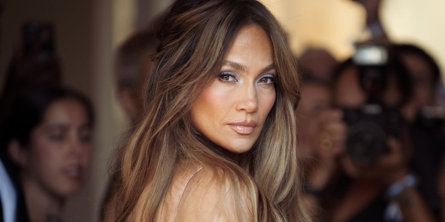 Jennifer Lopez Accents Semi-Sheer Latte-Colored Lingerie Gown With Layers of Huge Diamonds