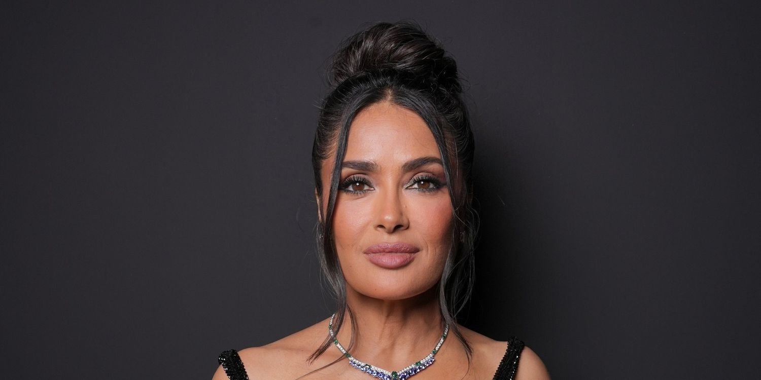 Salma Hayek Celebrates Her 60th Birthday in a Plunging Floral Slip Dress and Statement Diamonds