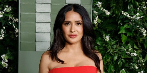 Salma Hayek Poses Topless in String Bikini Bottoms and Body Chains at 58