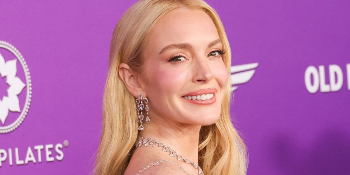 Lindsay Lohan Celebrates 40th Birthday in Sequin Optical Illusion Dress At Family-Filled Bash