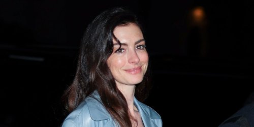 Anne Hathaway Goes Pantless in a Leather Trench Coat for Rare Date Night with Adam Shulman