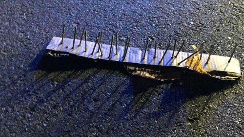 What to do in the event of a tyre blowout caused by road spikes? For starters, do not stop!