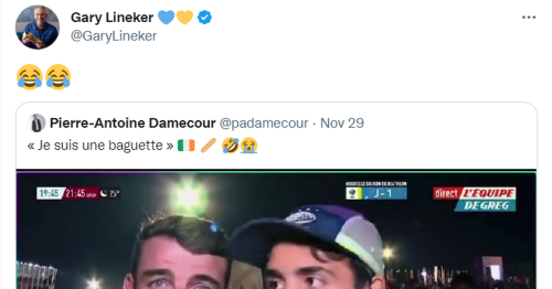 Gary Lineker and Emmanuel Macron react to Irish World Cup 'baguette' guy