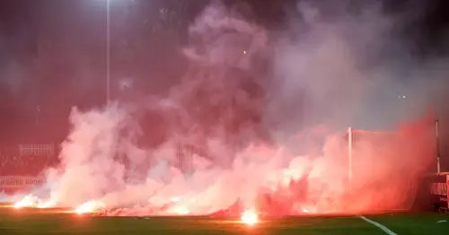 Video shows Bohemians player being hit by flare during League of Ireland match with St Pat's