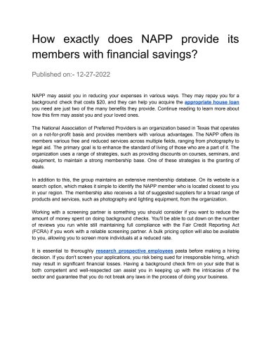 How exactly does NAPP provide its members with financial savings?