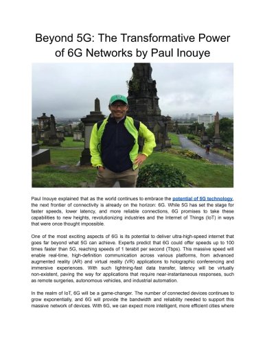 Beyond 5G_ The Transformative Power of 6G Networks by Paul Inouye