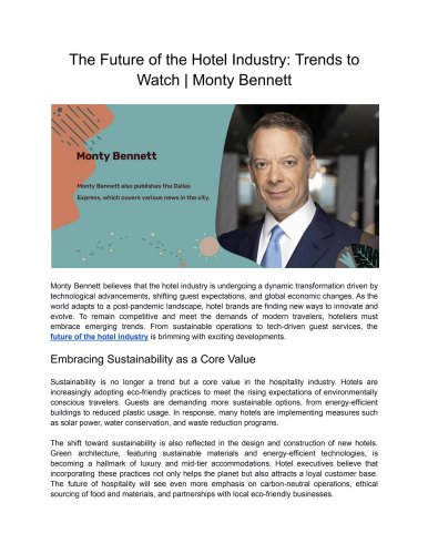 The Future of the Hotel Industry: Trends to Watch | Monty Bennett by Monty Bennett - Issuu