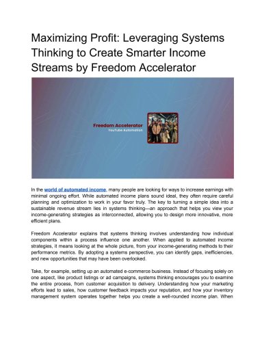 Maximizing Profit_ Leveraging Systems Thinking to Create Smarter Income Streams by Freedom Accelerat by Freedom Accelerator - Issuu