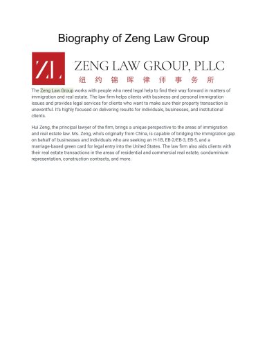 Biography of Zeng Law Group