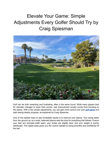 Elevate Your Game_ Simple Adjustments Every Golfer Should Try by Craig Spiesman