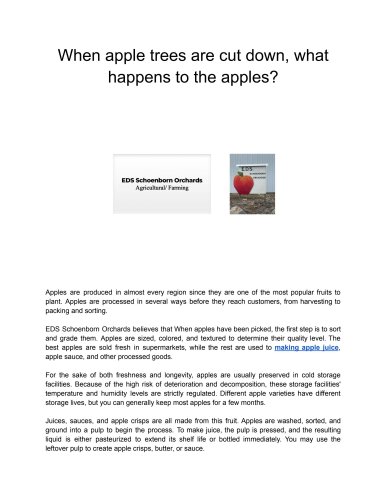 When apple trees are cut down, what happens to the apples?