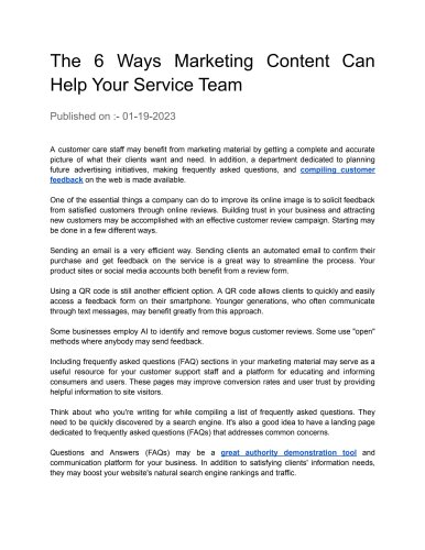 The 6 Ways Marketing Content Can Help Your Service Team