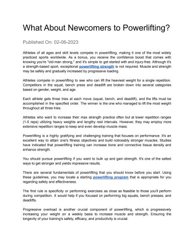 What About Newcomers to Powerlifting?