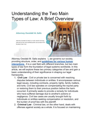 Understanding the Two Main Types of Law: A Brief Overview