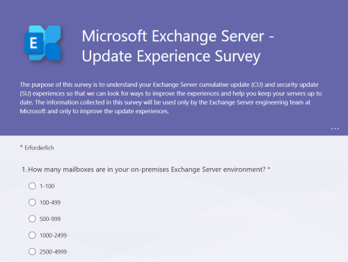 Microsoft startet Umfrage zu Exchange Updates