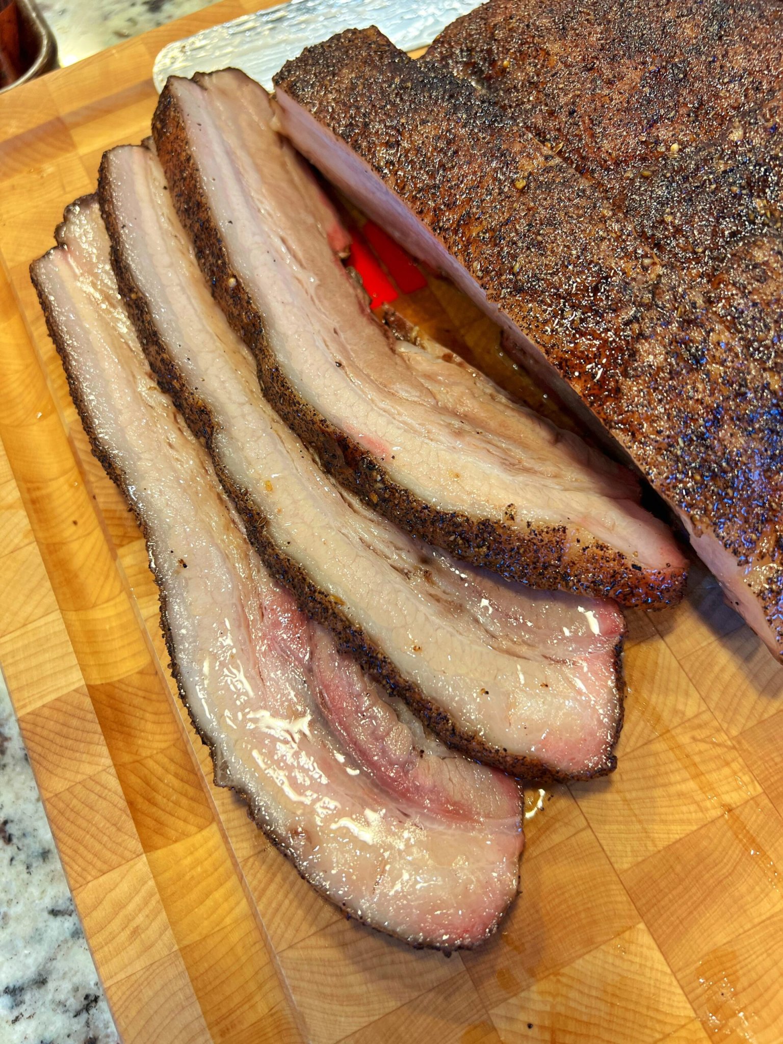 Smoked Pork Belly Brisket on the Traeger