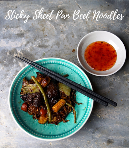 Sticky Sheet Pan Beef Noodles - Asiatische Nudeln vom Blech