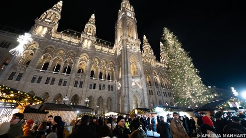 Südtiroler Christbaum erleuchtet Wiener Rathausplatz