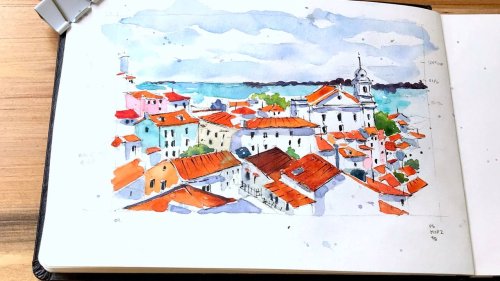 Learn How to Urban Sketch with Watercolor Step-by-Step Tutorial
