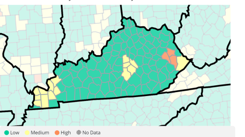 CDC moves 3 Kentucky counties to high COVID-19 community level. See latest state data