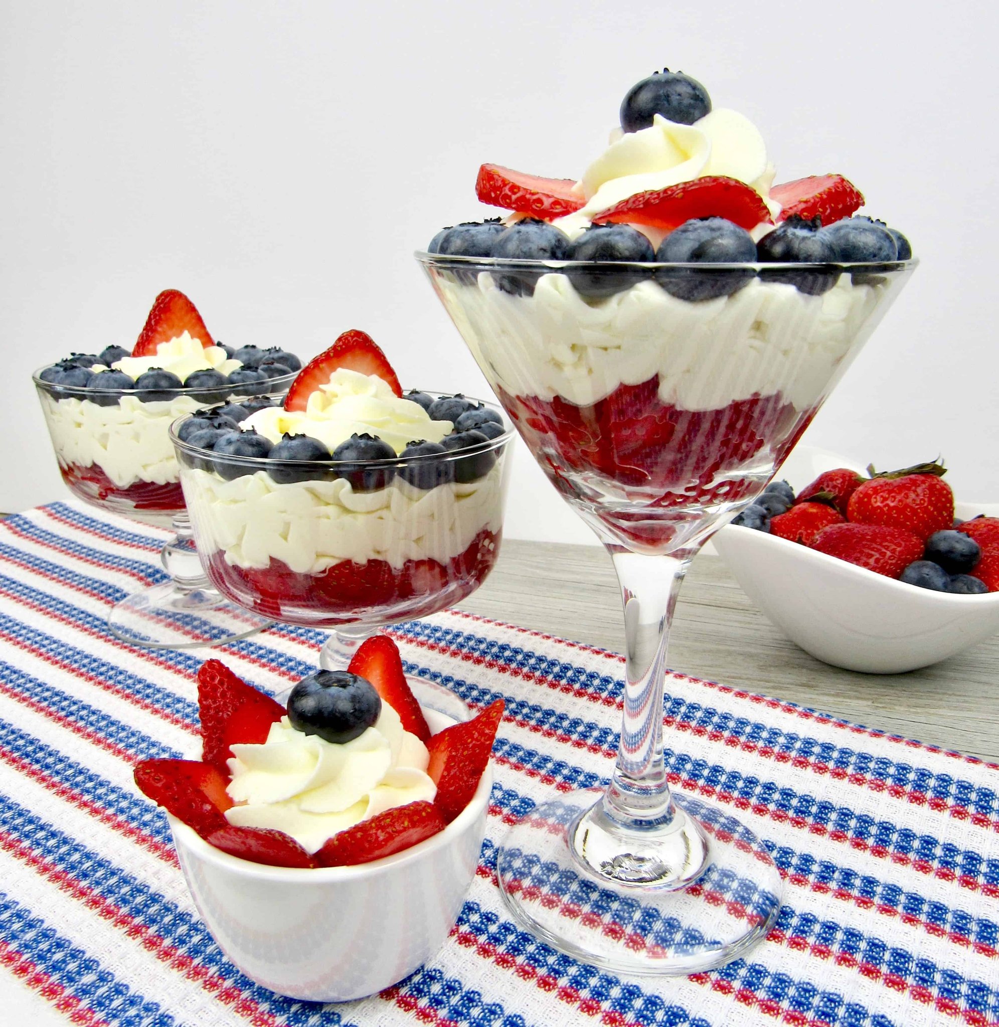 Red, White and Blue Cheesecake Berry Cups - Keto and Low Carb